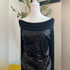 Tiara Black Sequin Long Sleeve Dress